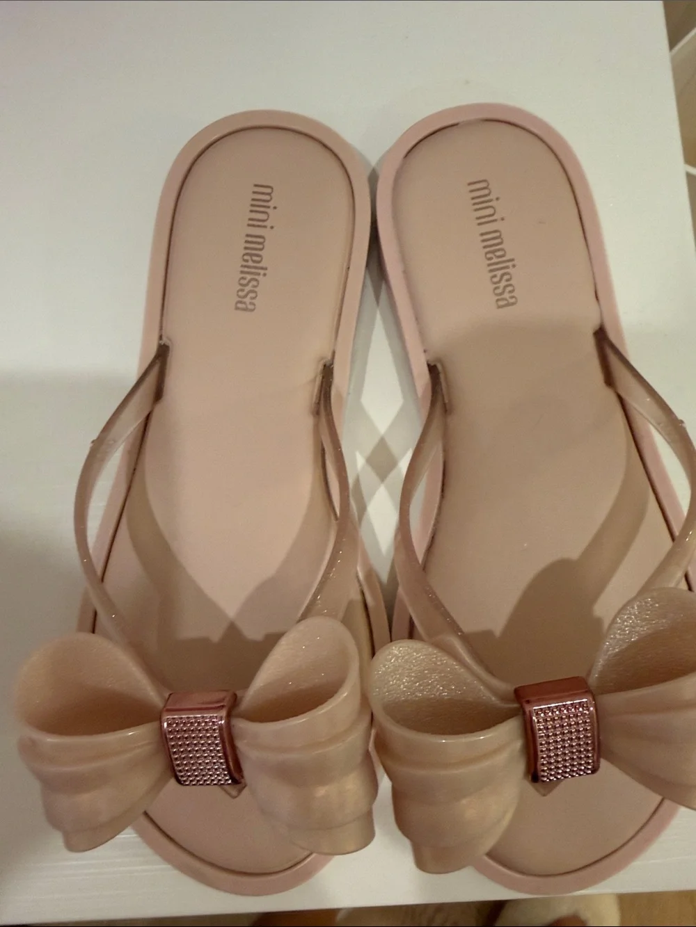 Mini Melissa Blush Pink Bow Jelly Slide Sandals